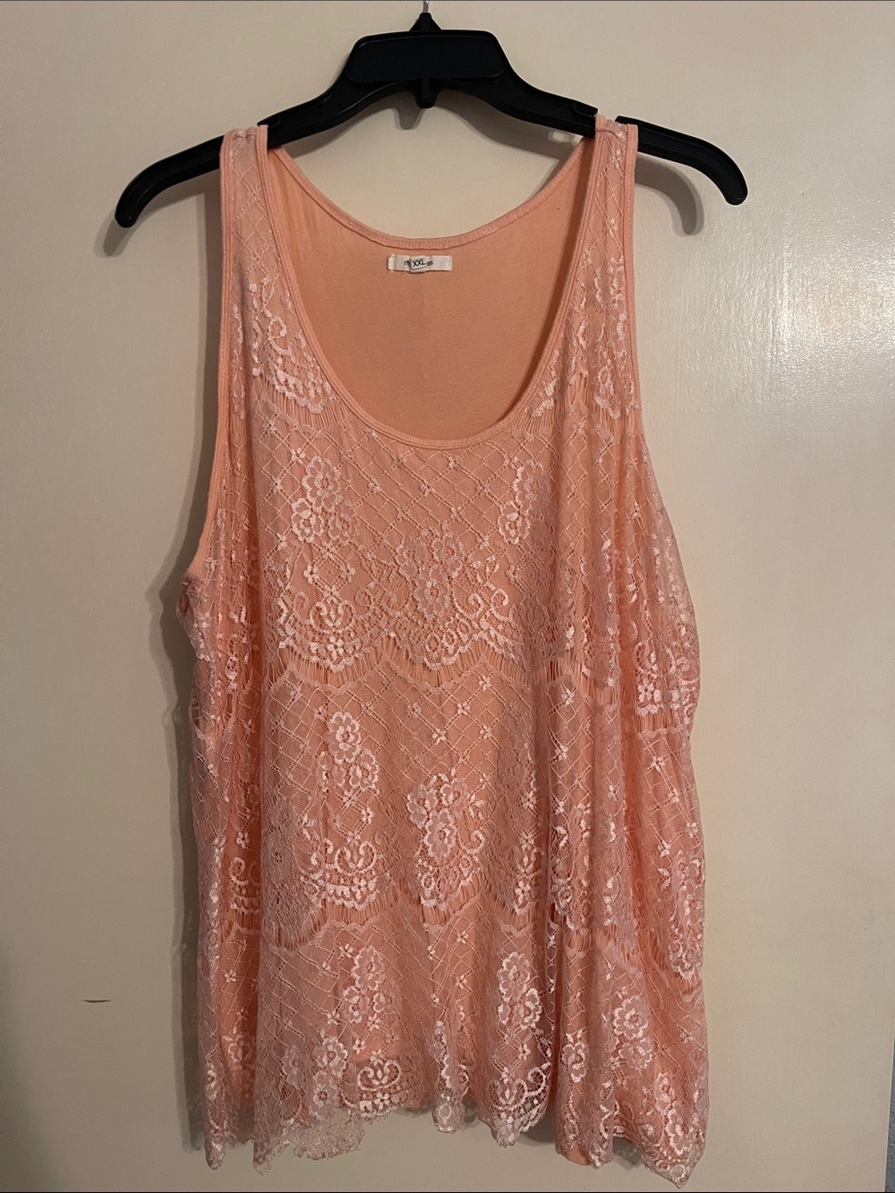 Maurices Soft Peach Lace Overlay Scoop Neck Tank